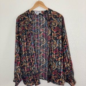 Vintage | Paisley polyester button up blouse size 16 extra large